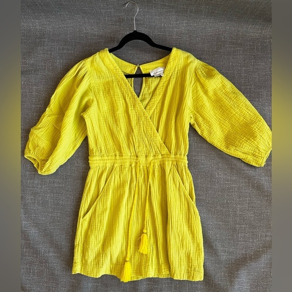 ANTHROPOLOGIE Maeve Celia Gauzy Romper. Size XS pale yellow - Picture 3 of 14